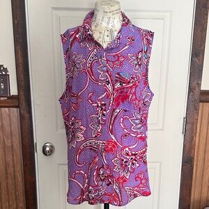 Liz Claiborne Purple and Red Floral Blouse